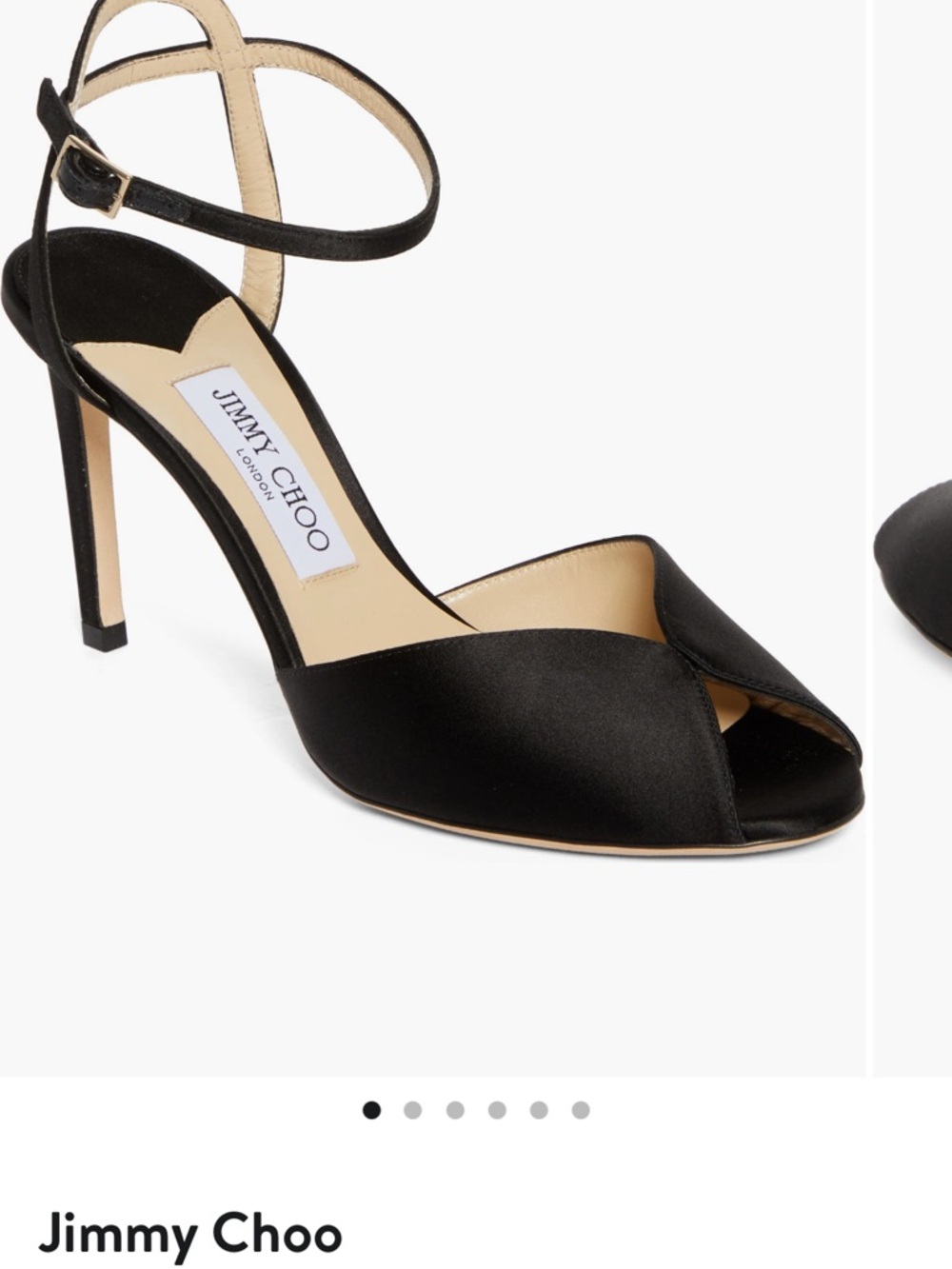 Jimmy Choo Black Satin Peep-Toe Ankle-Strap Stiletto Heels